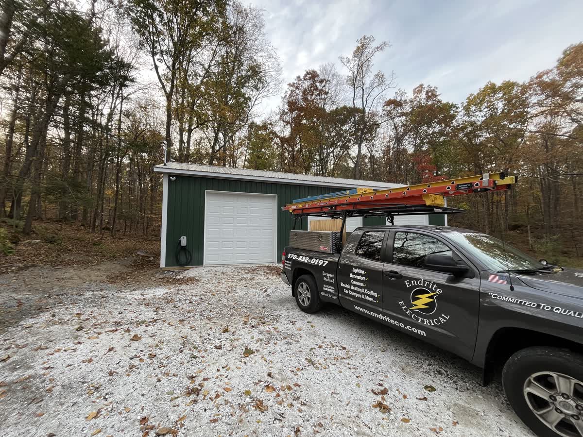 Endrite Electrical branded work truck at EV charger installation job site
