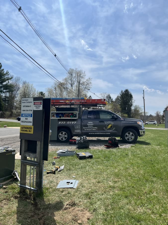 Endrite Electrical truck at Montague Sewer Company lift station job site